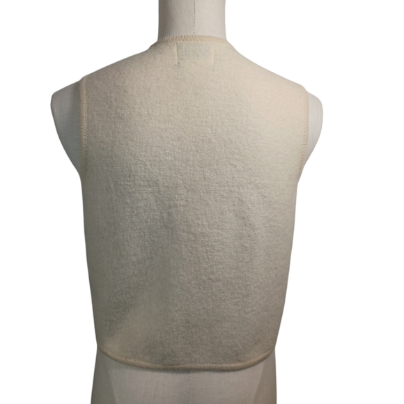 ICE Sweater Vest Ivory 100% Wool Sequin Full Zip Womens Medium - Picture 10 of 11